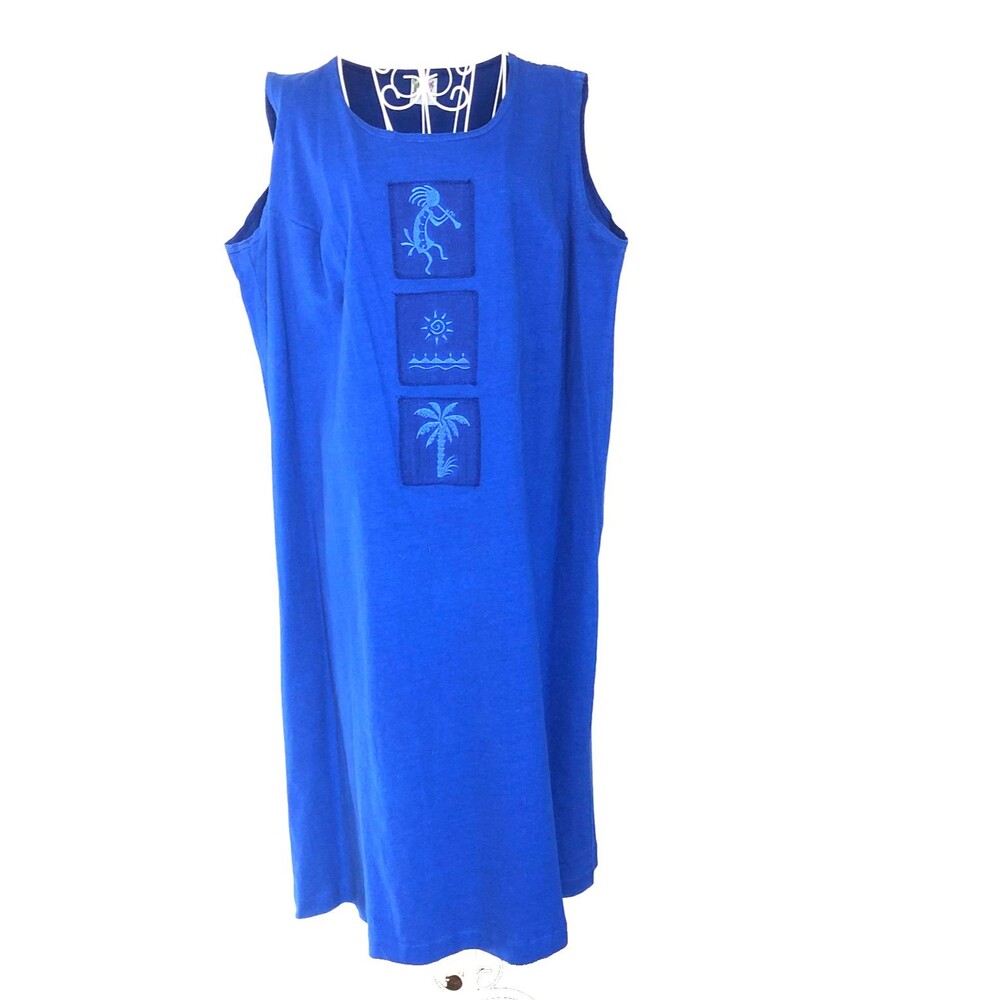 Cactus California Kokopelli 100% Cotton Long Blue Sundress Size XXL USA